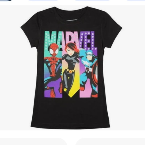 Marvel Girls' Triple Short Sleeve Crew Neck Graphic T-Shirt size small - Picture 1 of 4